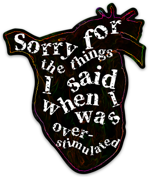 Anatomical heart, rainbow, typography, sticker