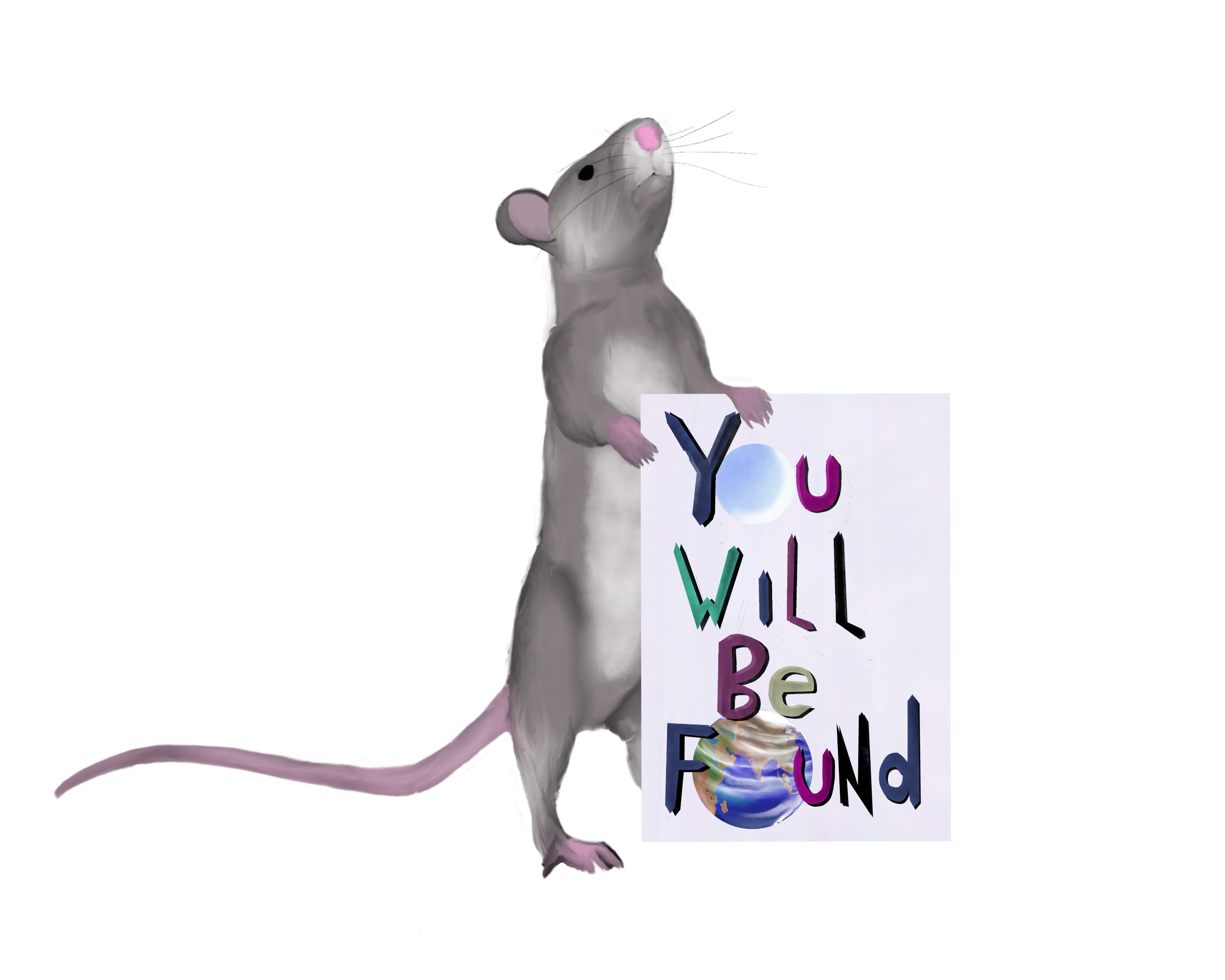 You will be found, rat, hand drawn, sticker